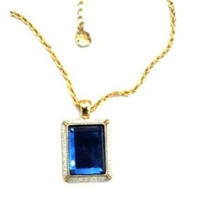 MONET - Faux Sapphire Pendant With Crystal Accents
